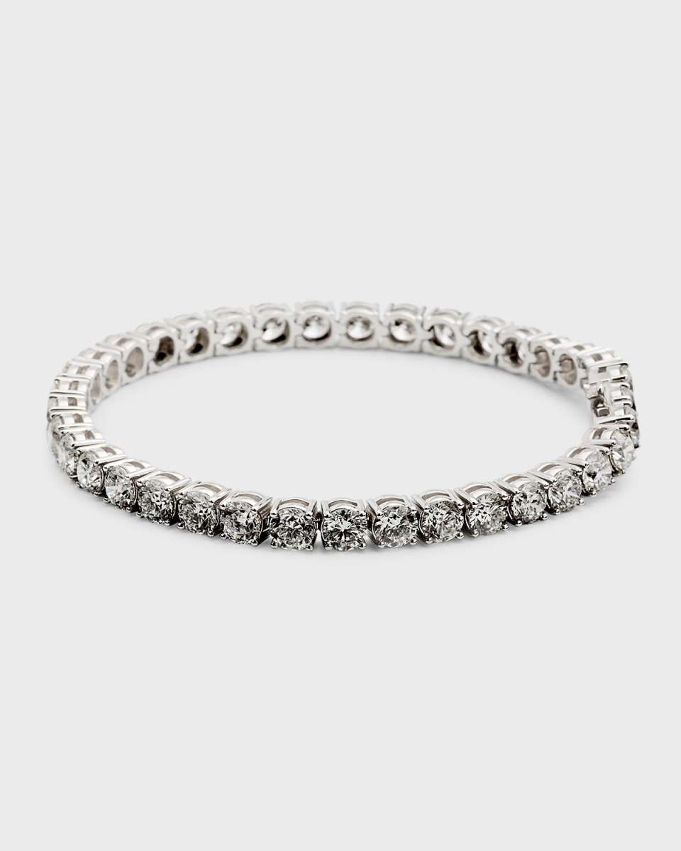 18K White Gold Round Diamond GH/SI Tennis Bracelet, 7"L